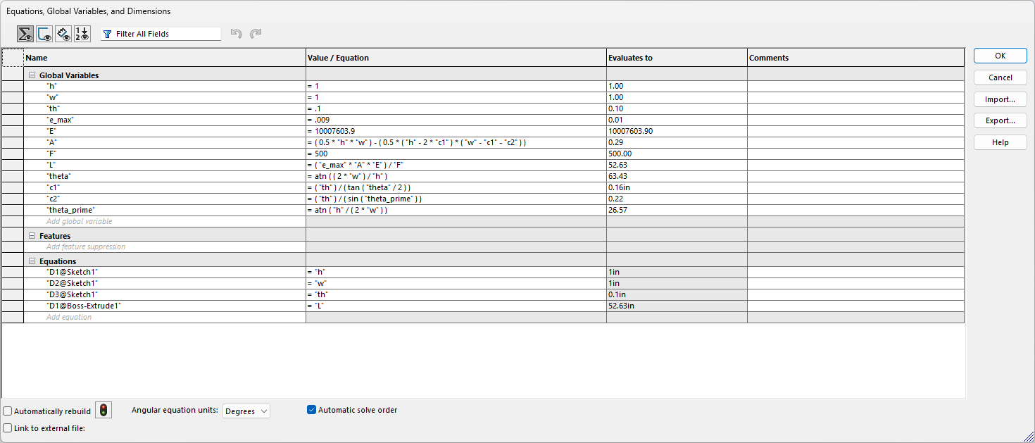 Equation Tab with all variables and equations - adjusted